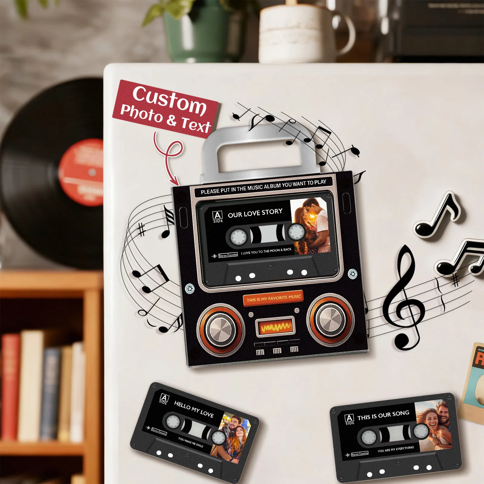 Music MixTape Fridge Magnet NFC Cassette-Shaped | NFC-Enabled Auto-Play 1 Song Acrylic Decor MixTape No Phone Needed Anniversary Gift for Couples