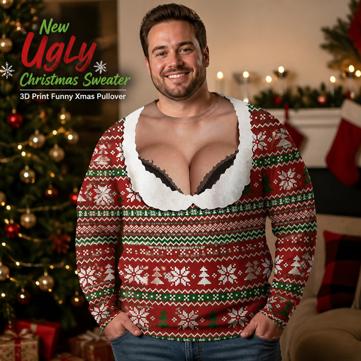 Funny Christmas Sweatshirt for Men & Women – Ugly Christmas Pullover, Novelty Holiday Crewneck Sweatshirt