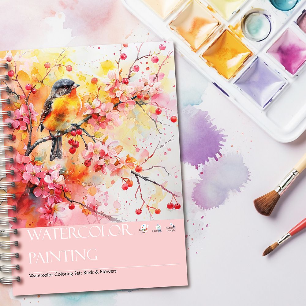 Watercolor Coloring Notebook for Beginners Spiral Watercolor Sketchbook for Kids & Adults