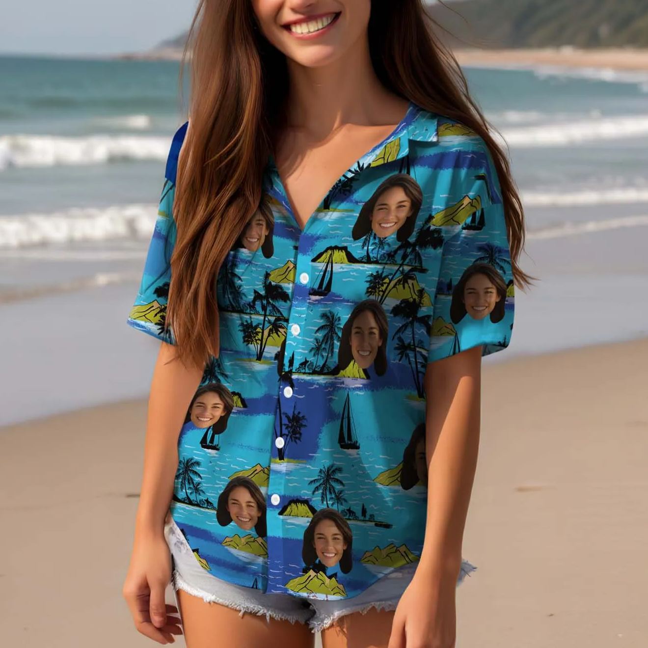 Island Blues - Custom Women Hawaiian Shirt - MyHawaiianShirtsAU