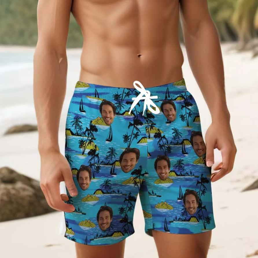 Island Blues - Men's Custom Beach Trunks - MyHawaiianShirtsAU