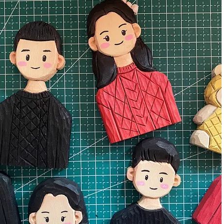 Custom Wooden Single-Person Photo Figurine Personalized Flat or 3D Handmade Miniature Figure