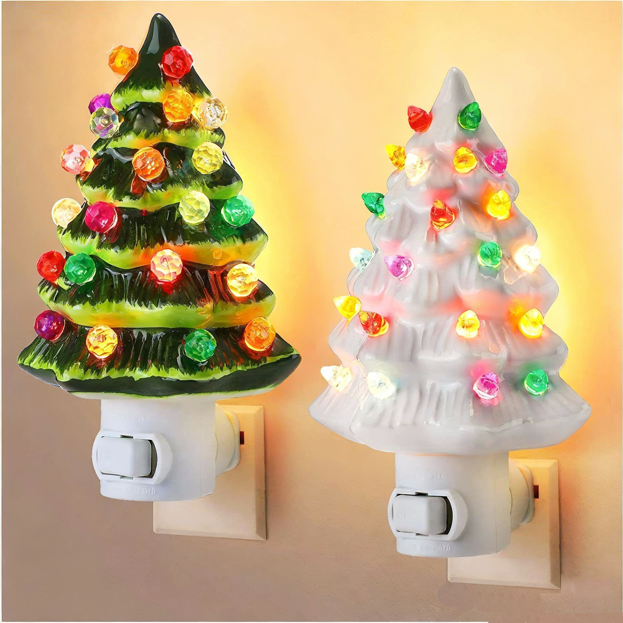 Resin Christmas Tree Night Light – Festive Plug-in Holiday Lamp (US/EU Plug Options)