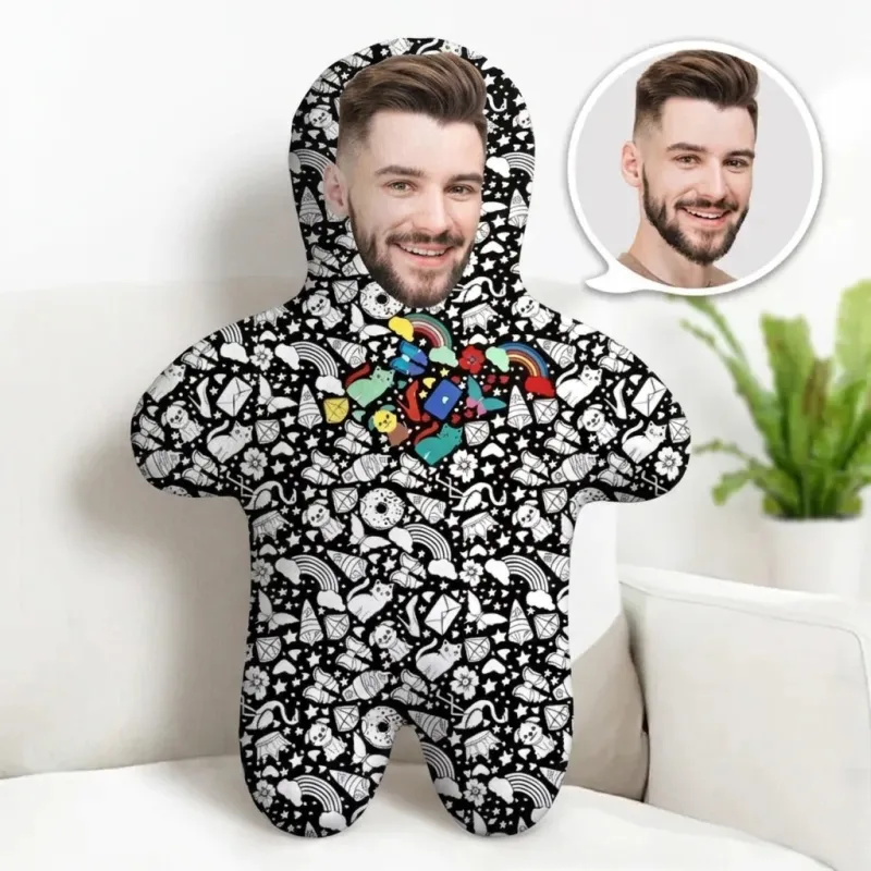 DIY Coloring Minime Pillw with Custom Face with 24 Colors Markers, Color Your Own Minime Pillow, Customizable Diys Colorings Minime Pillow, Creative Diys Colorings Minime Pillow for Adults - MyHawaiianShirtsAU