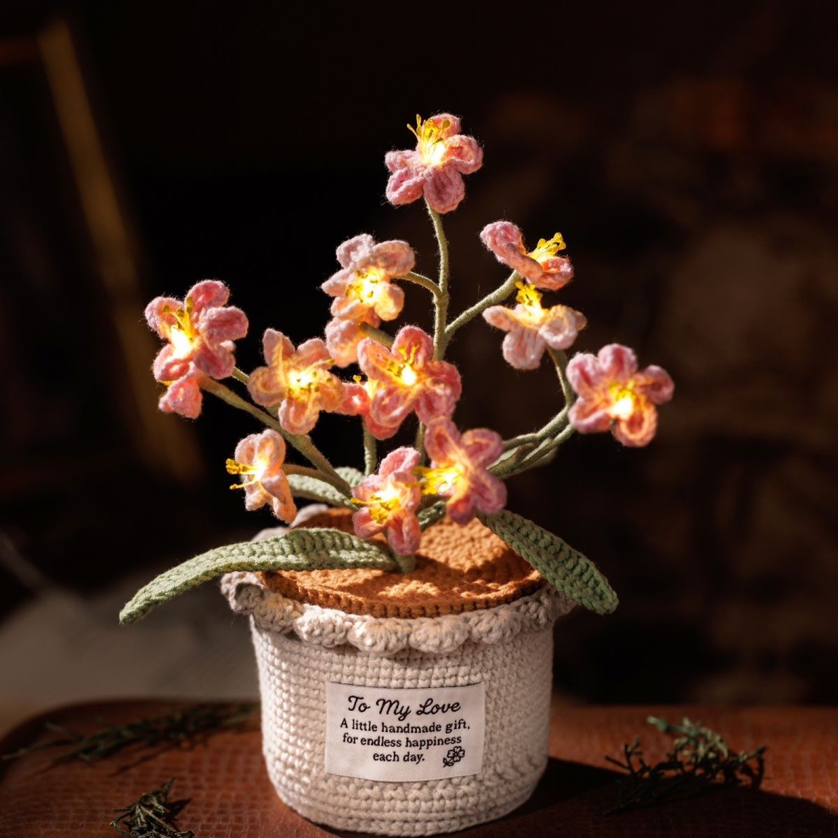 Handmade Yarn Flower Crochet Flower Night Light Gift for Her Home Decor Gifts - MyHawaiianShirtsAU