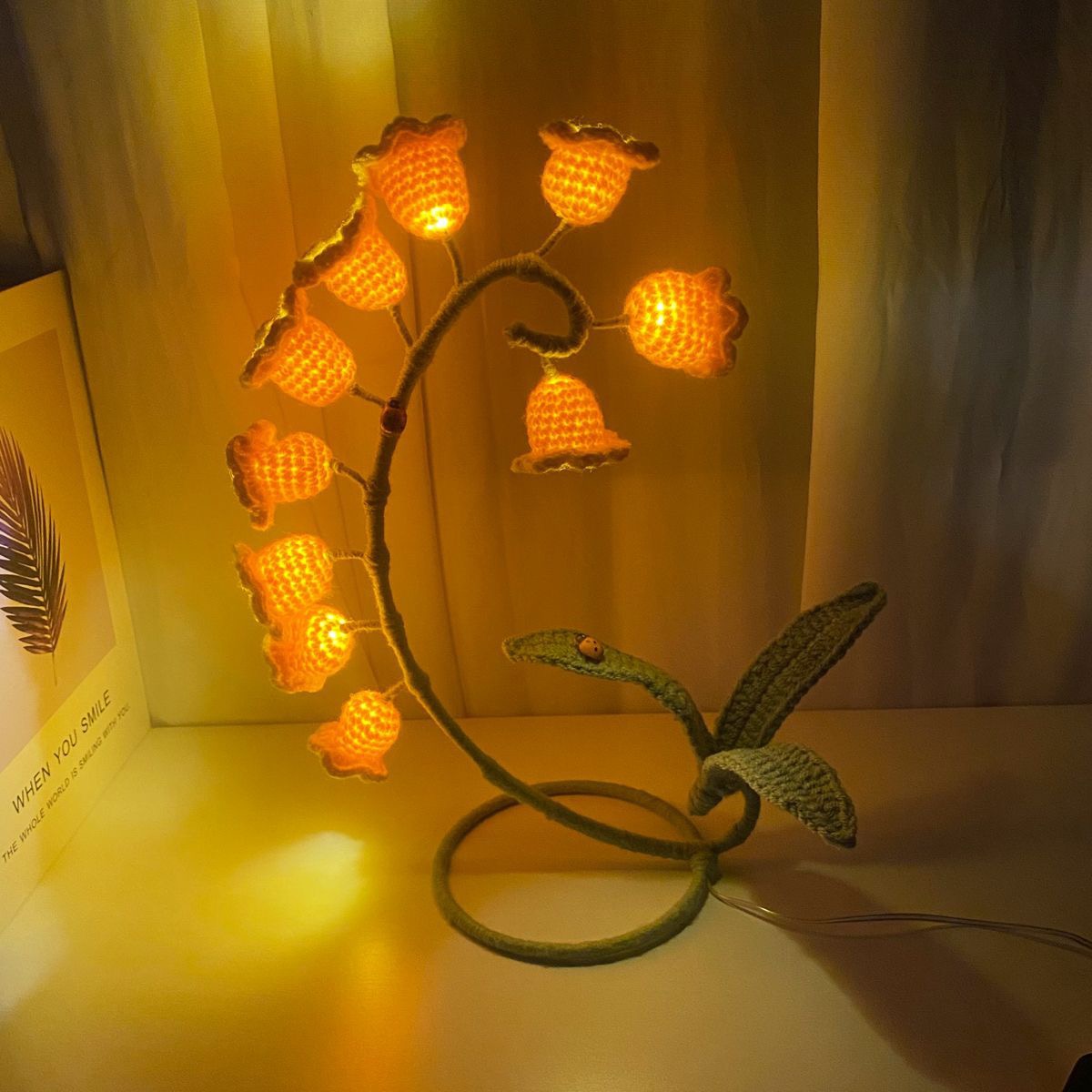 Crochet Flower Night Light Handmade Yarn Flower Gift for Home Decor - MyHawaiianShirtsAU