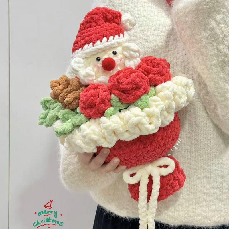 Handmade Christmas Crochet Flower Bouquet Festive Crochet Flower Arrangement Holiday Gift for Couples