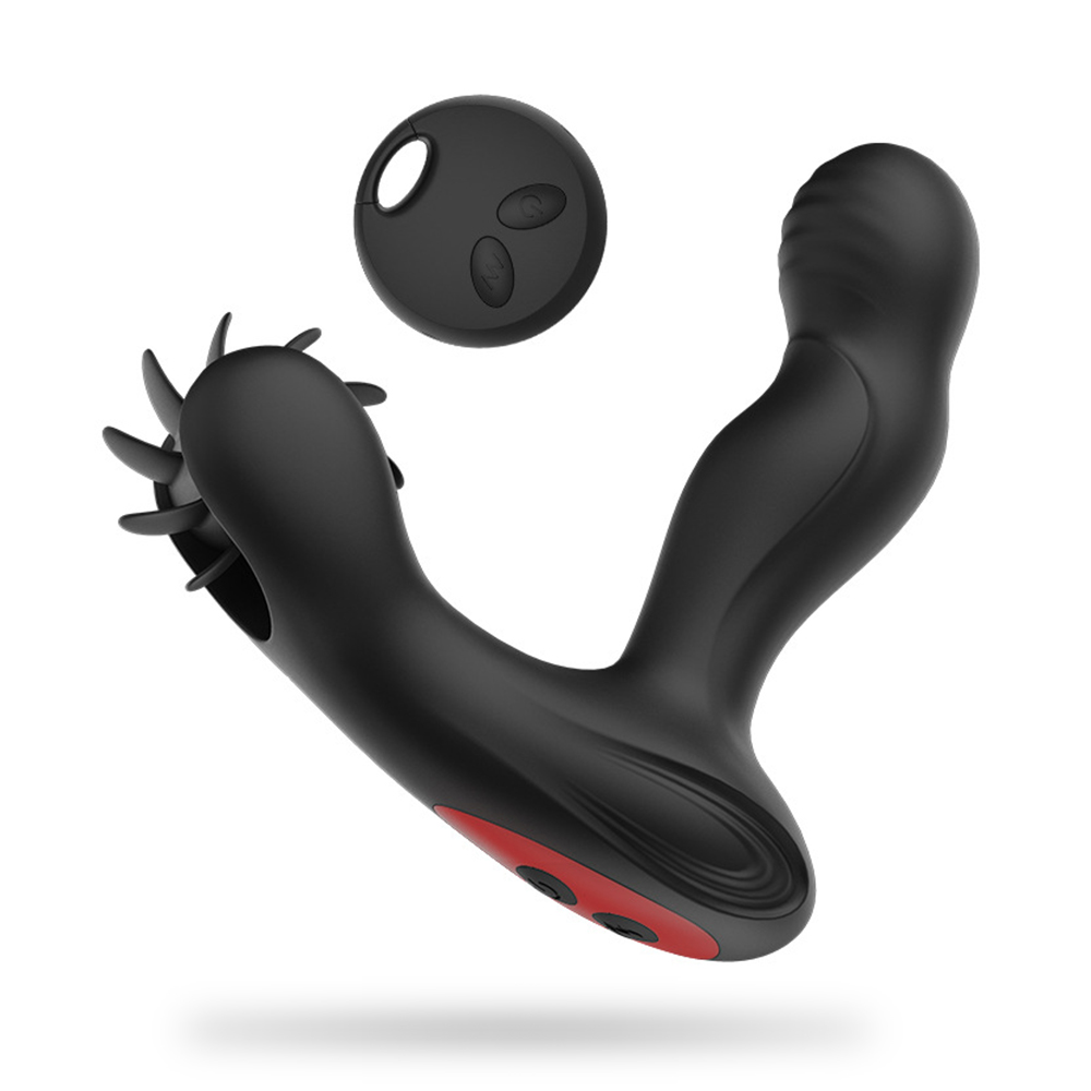 Remote Control Dual Vibrating Heated Tongue Licking Clitoris Stimulator Anal Plug