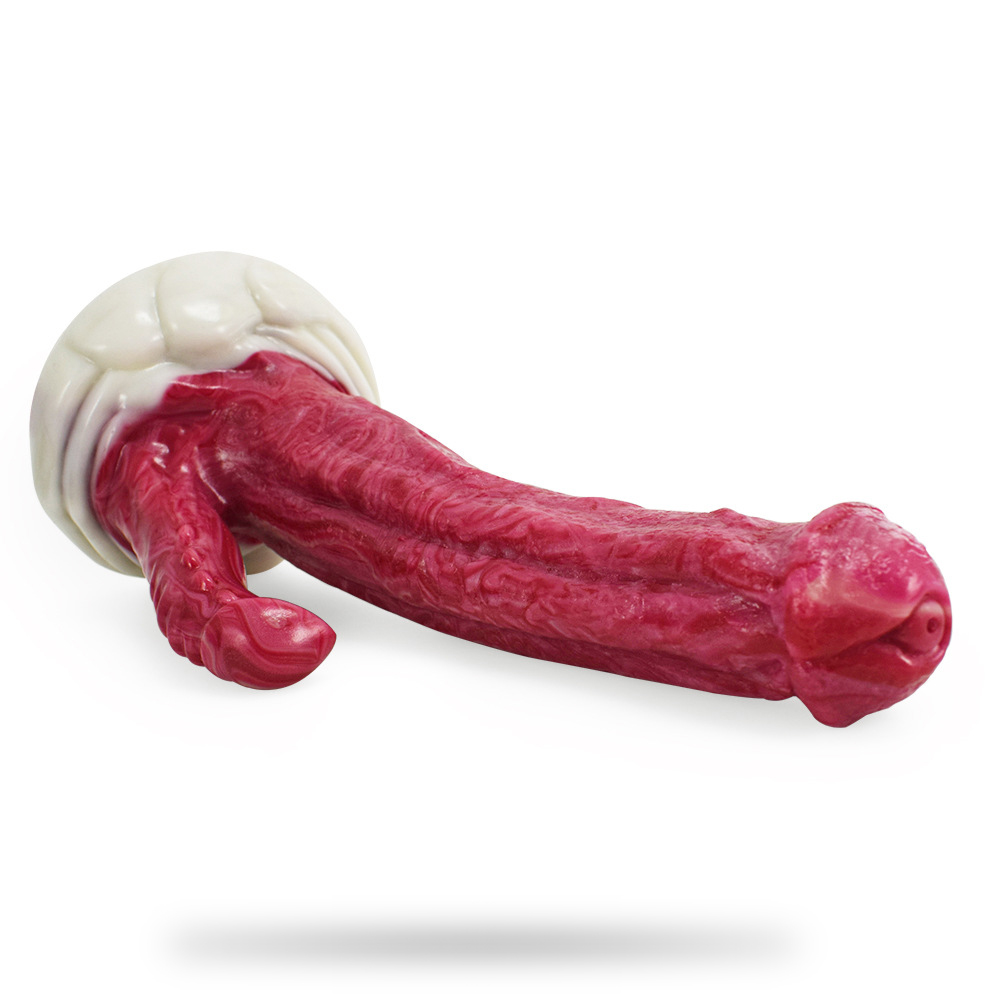 Simulated Alien-Shaped Female Penis Dual-Channel Silicone Dildo