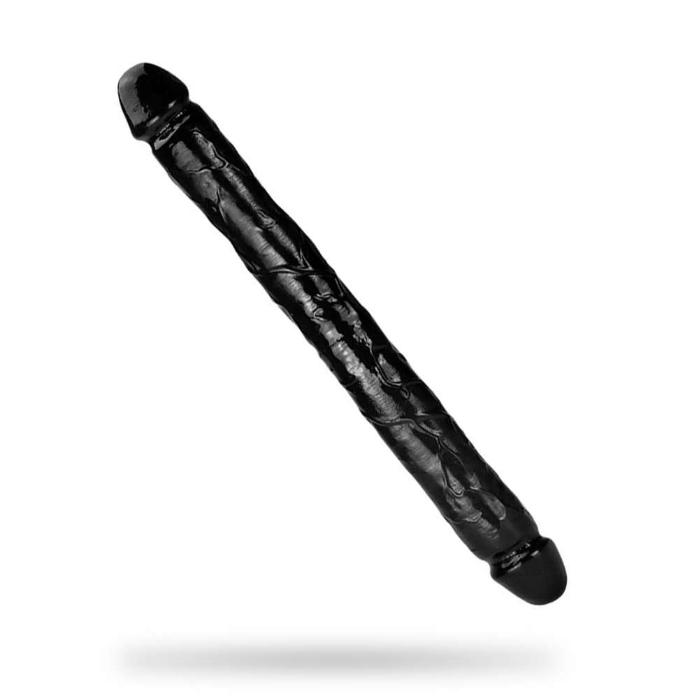 18 Inch Black Lesbian Double Ended PVC Dildo