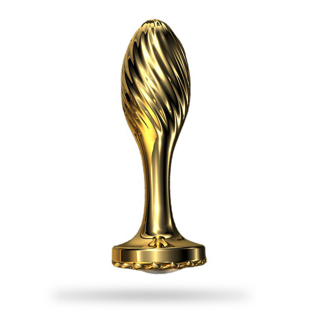 Gold Metal Back Chamber Threaded Anal Expansion Butt Plug