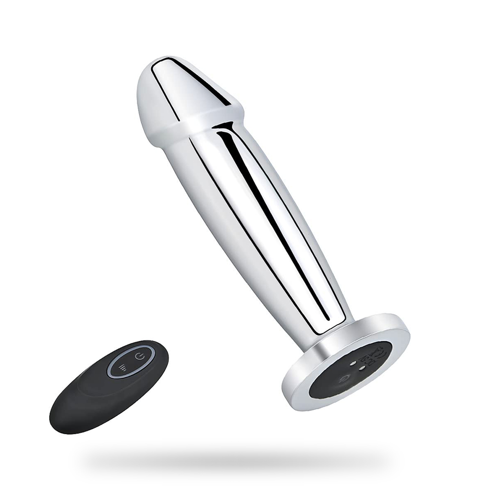 Metal Wireless Remote Control Imitation Dildo Vibrating Butt Plug