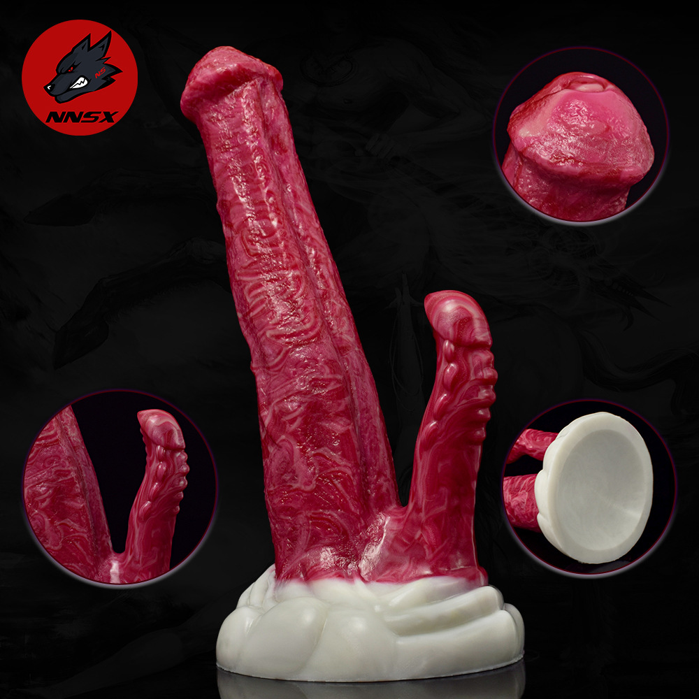 Simulated Alien-Shaped Female Penis Dual-Channel Silicone Dildo