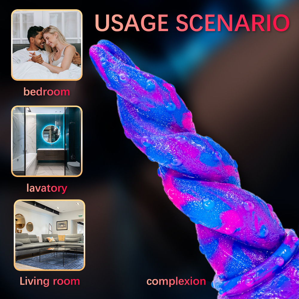 Special Shaped Mixed Color Liquid Silicone Manual Dildo