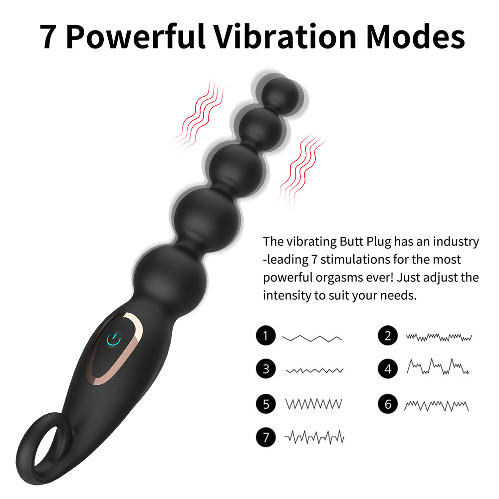 7 Frequency Vibration Anal Plug With Beads In The Back Chamber