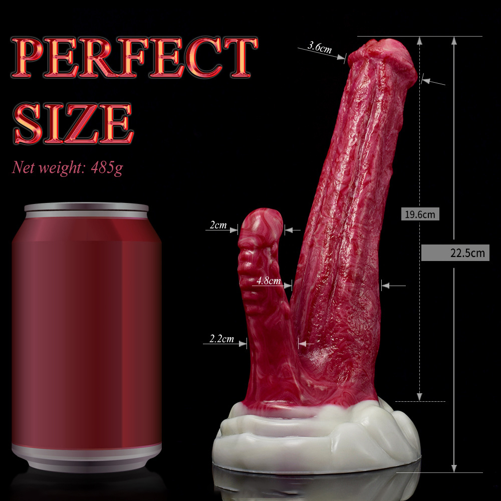 Simulated Alien-Shaped Female Penis Dual-Channel Silicone Dildo