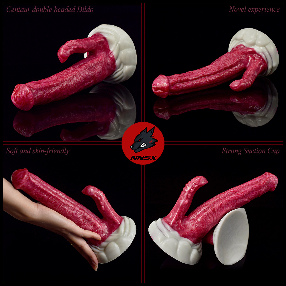 Simulated Alien-Shaped Female Penis Dual-Channel Silicone Dildo