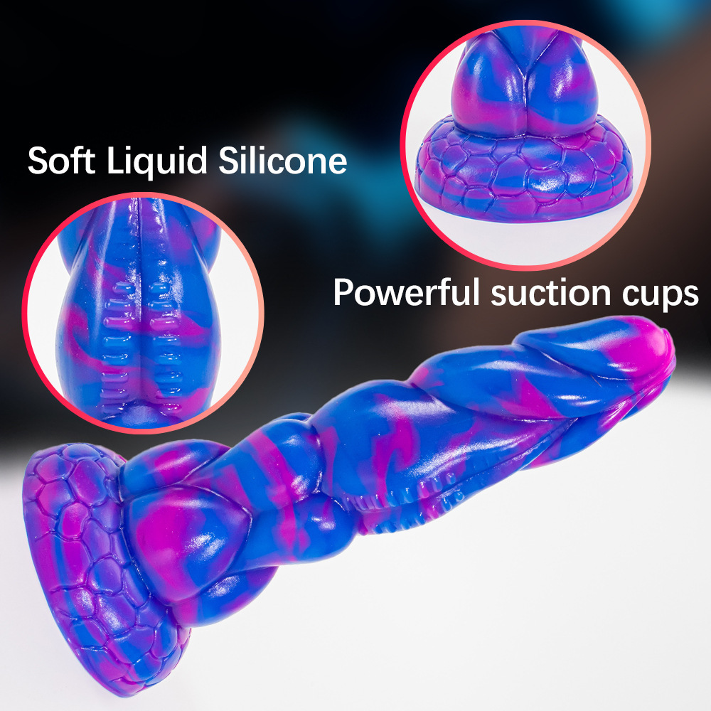 Special Shaped Mixed Color Liquid Silicone Manual Dildo
