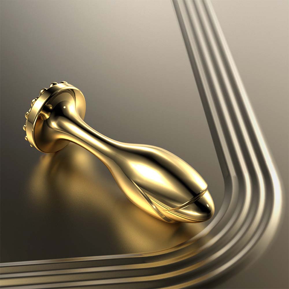 Gold Metal Back Chamber Threaded Anal Expansion Butt Plug
