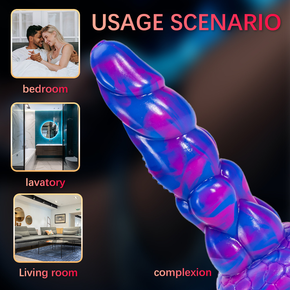Special Shaped Mixed Color Liquid Silicone Manual Dildo