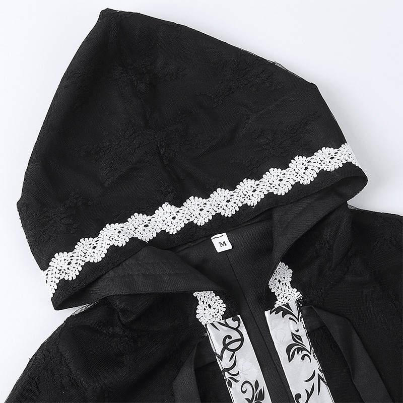 Halloween Party Medieval Lace Cape Gothic Long Hooded Cloak