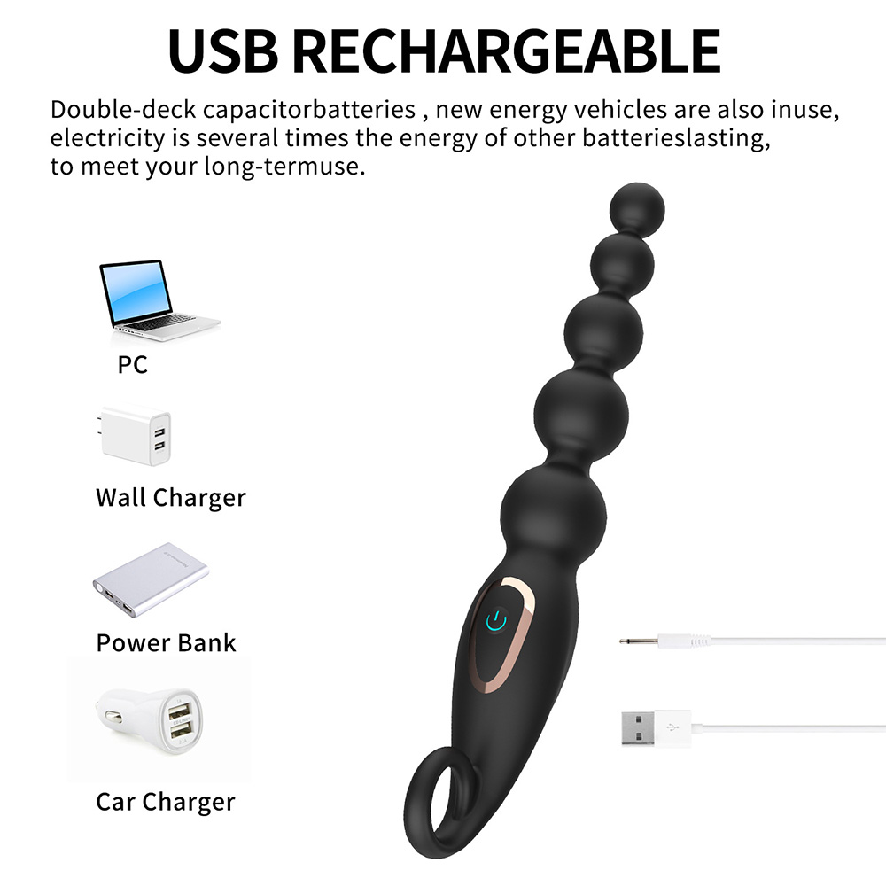7 Frequency Vibration Anal Plug With Beads In The Back Chamber