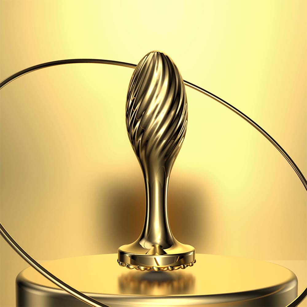 Gold Metal Back Chamber Threaded Anal Expansion Butt Plug