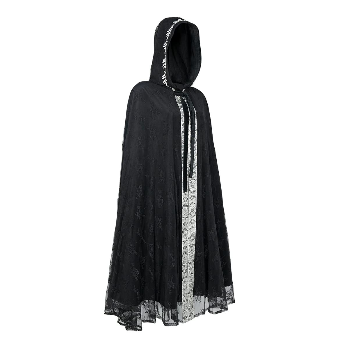 Halloween Party Medieval Lace Cape Gothic Long Hooded Cloak