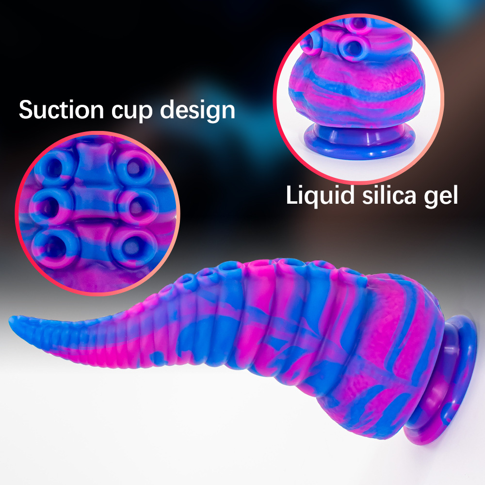 Special Shaped Mixed Color Liquid Silicone Manual Dildo
