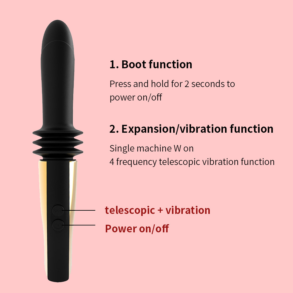 4-Frequency Vibration + Telescopic Female Masturbation Vibrator Dildo