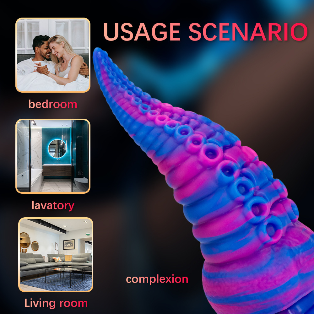 Special Shaped Mixed Color Liquid Silicone Manual Dildo