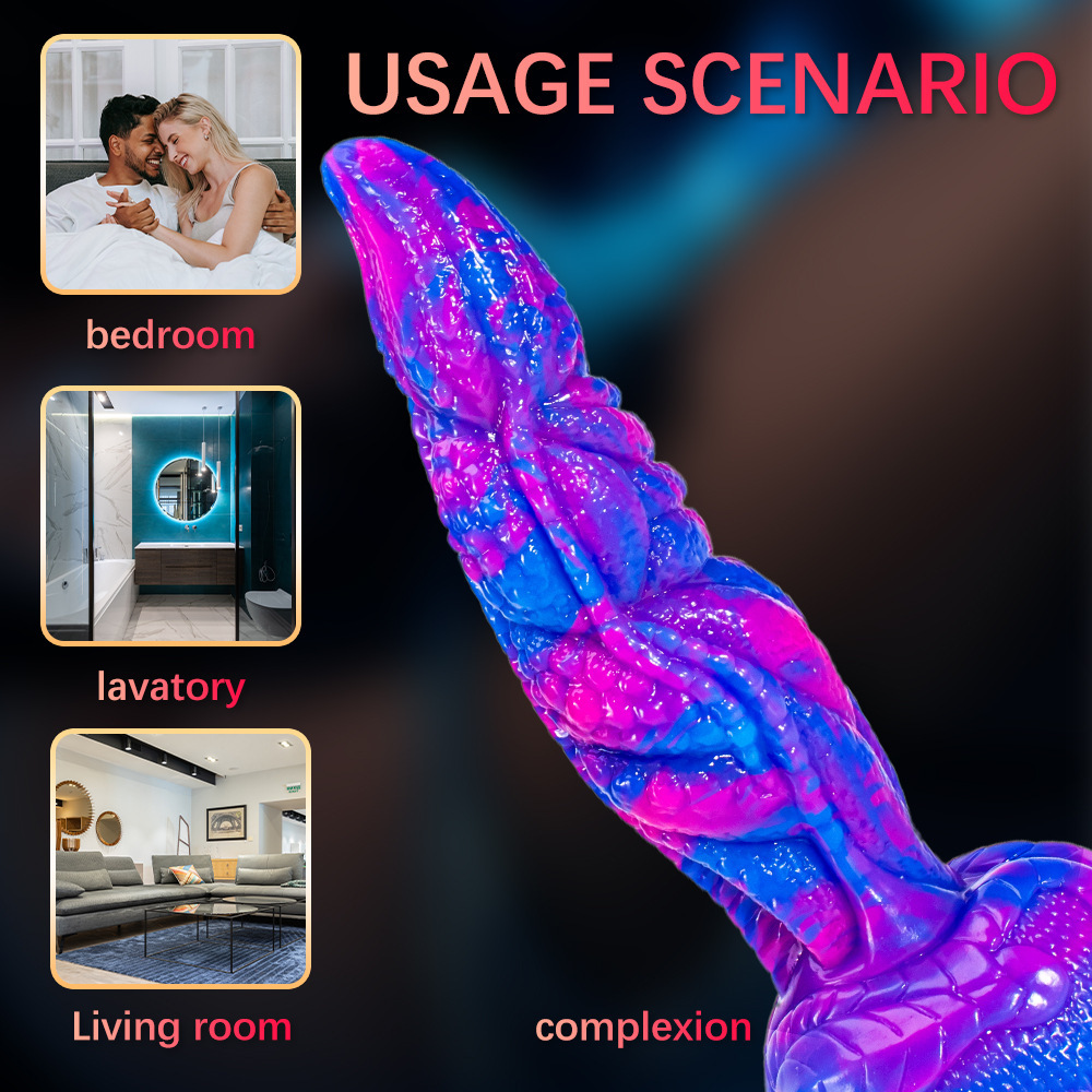 Special Shaped Mixed Color Liquid Silicone Manual Dildo