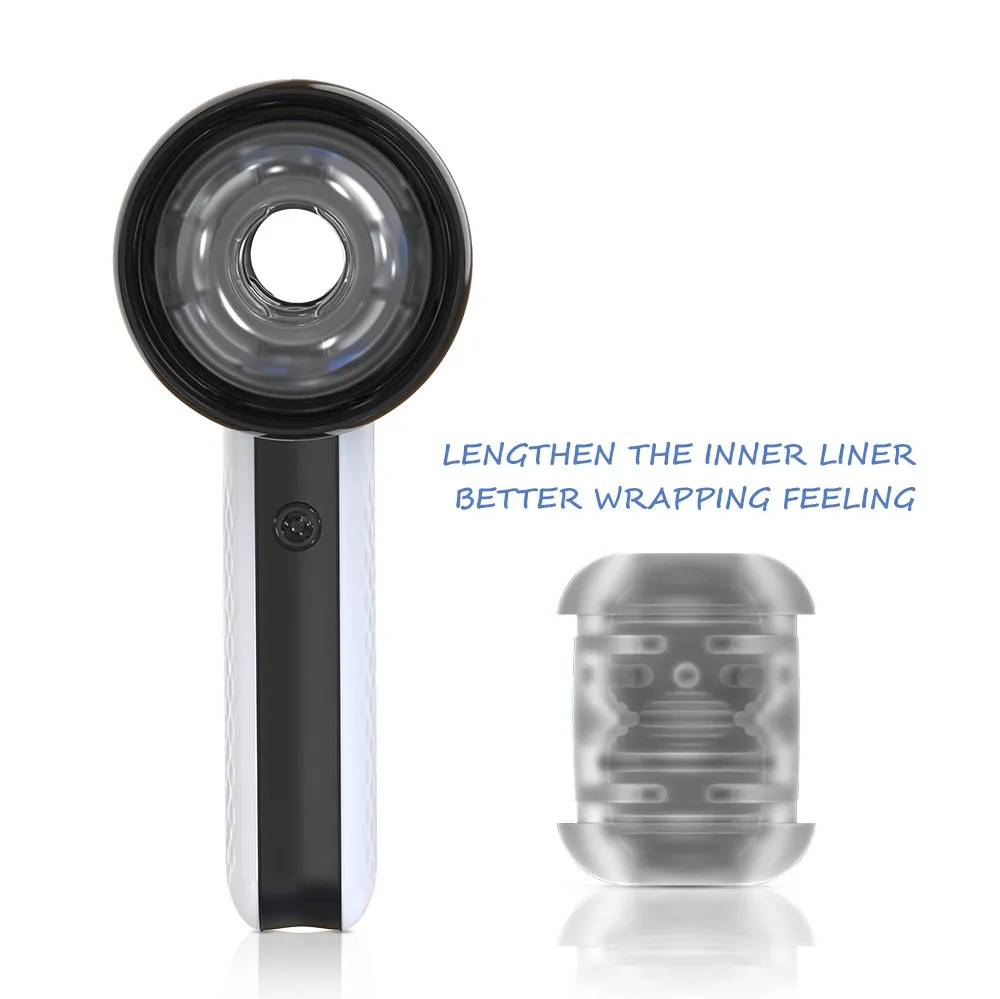 Hair Dryer Portable Male Masturbator 6 Thrusting Vibration Sucking Penis Trainer