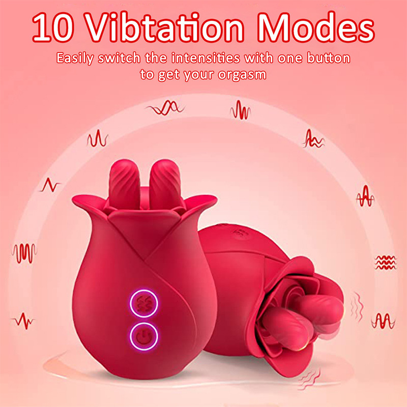 10 Modes Licking Vibrating Rose Nipple Vibrators For Women
