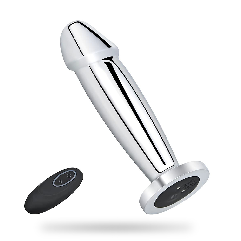 Metal Wireless Remote Control Imitation Dildo Vibrating Butt Plug