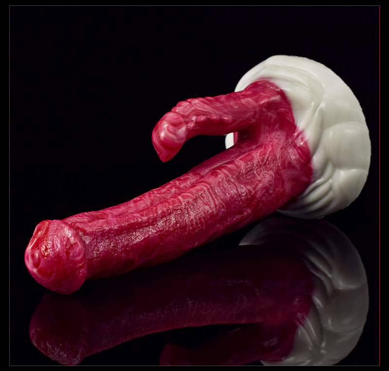 Simulated Alien-Shaped Female Penis Dual-Channel Silicone Dildo
