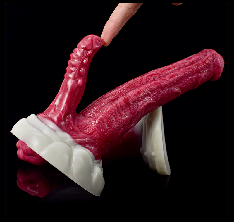 Simulated Alien-Shaped Female Penis Dual-Channel Silicone Dildo