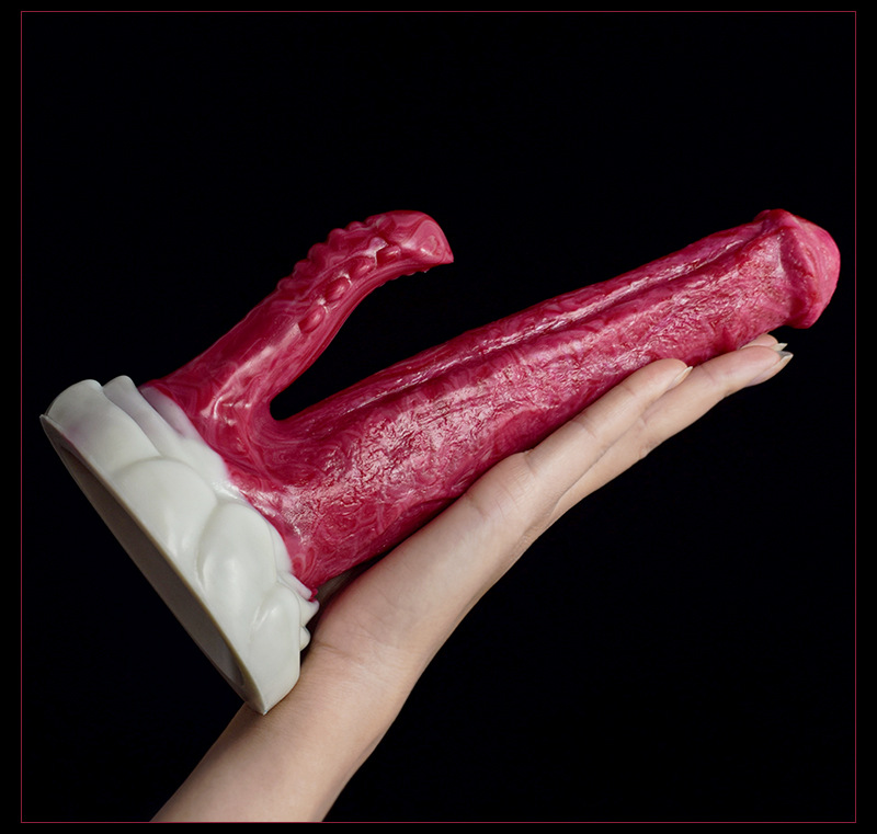 Simulated Alien-Shaped Female Penis Dual-Channel Silicone Dildo