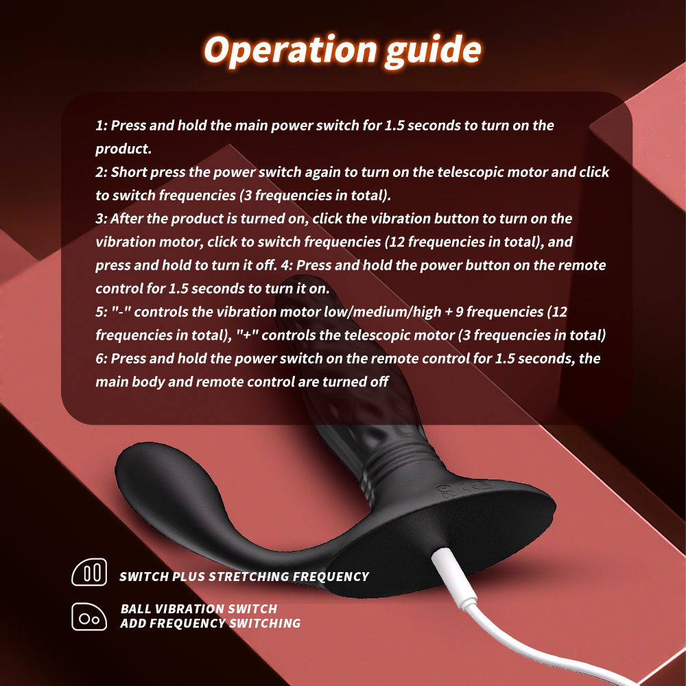 Wireless Remote Control Telescopic Vibrating Butt Plug