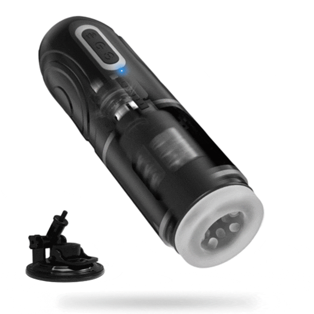 Chainsaw Male Automatic Male Masturbator - 7 Thrilling Thrusting Rotation Voice 3D Textured Male Sex Toy with Suction Base