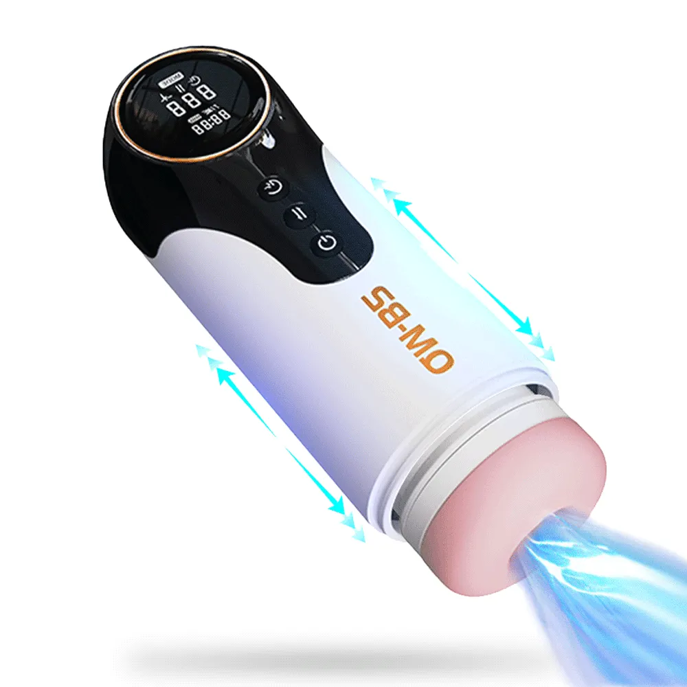 Qm-B2 Automatic Male Masturbator Heating, Piston Retractable 7 Vibrations 3 Strengths Men Sex Toy