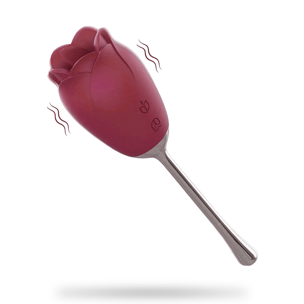 Rose Stick Vibrator Double Stimulation with Tongue Vibrator