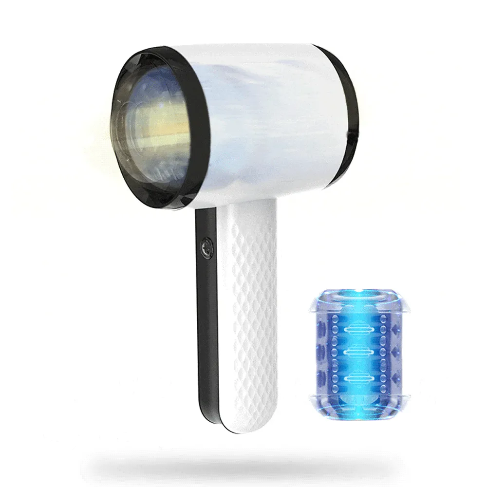 Hair Dryer Portable Male Masturbator 6 Thrusting Vibration Sucking Penis Trainer