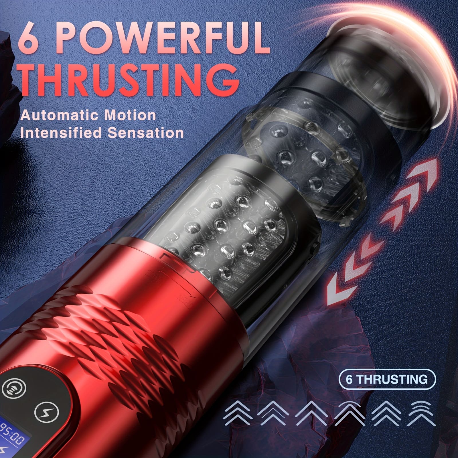 【Best Reputation】3.54'' Diameter Oversized Storm Telescopic LCD Display 6-speed Timing Function Smart Masturbator