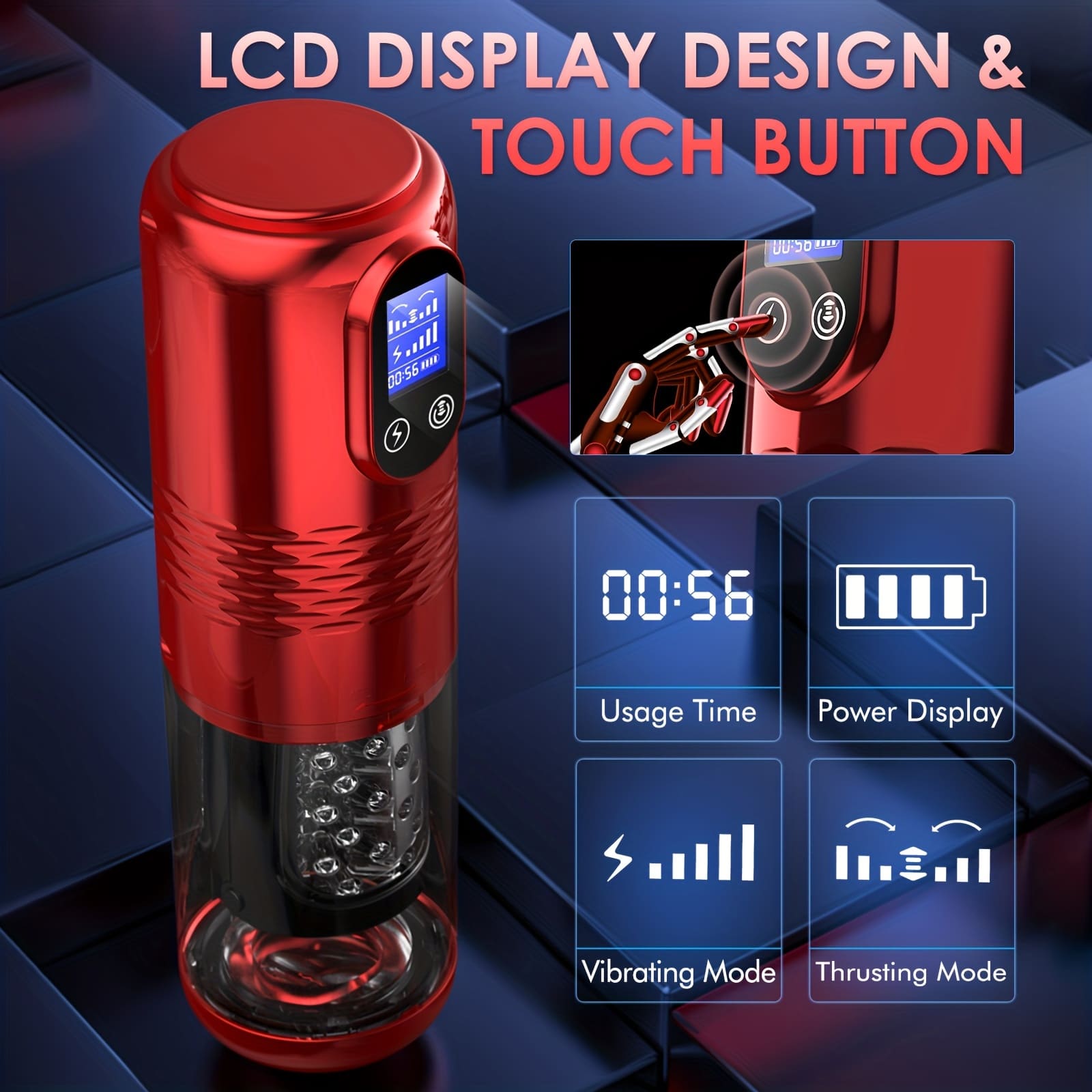 【Best Reputation】3.54'' Diameter Oversized Storm Telescopic LCD Display 6-speed Timing Function Smart Masturbator