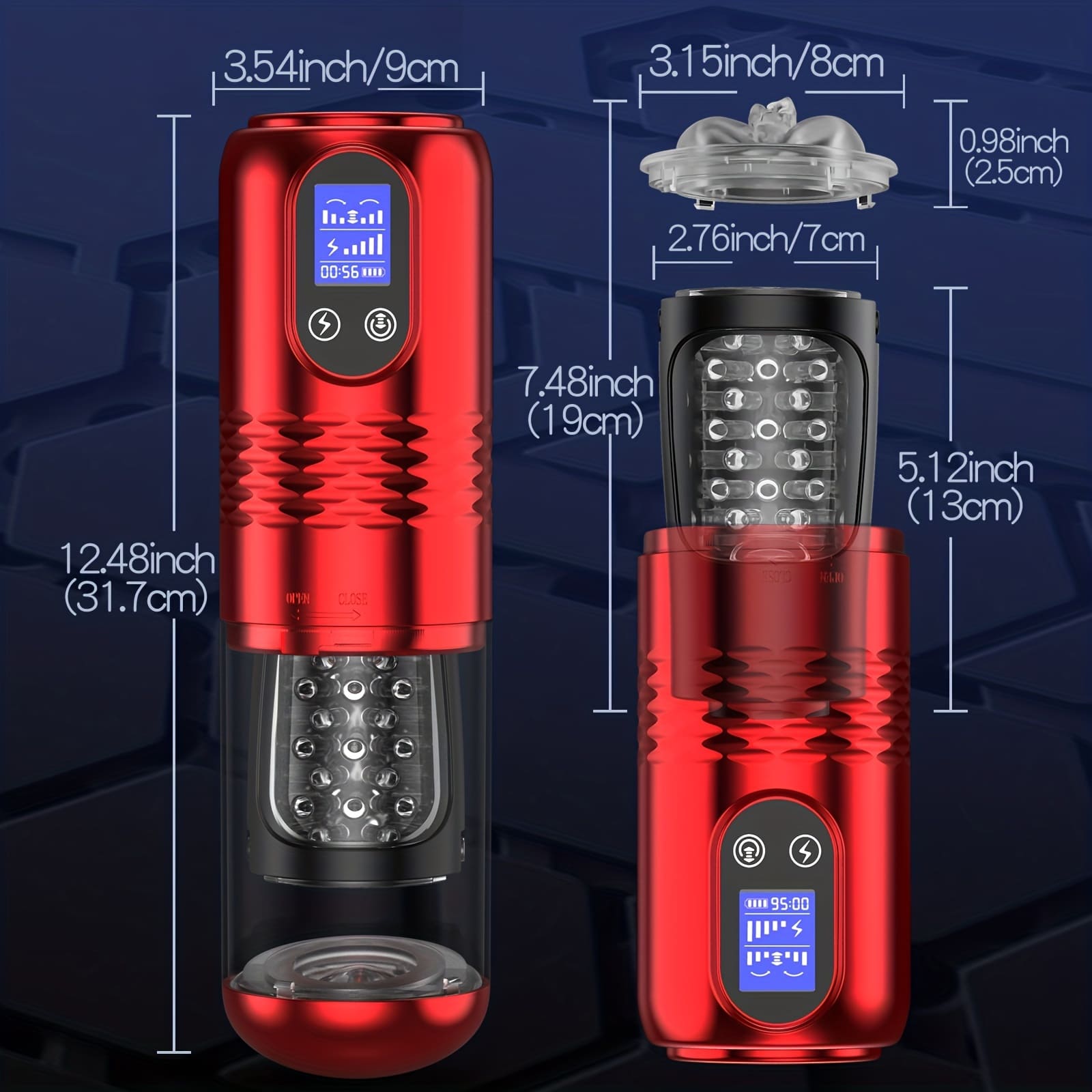 【Best Reputation】3.54'' Diameter Oversized Storm Telescopic LCD Display 6-speed Timing Function Smart Masturbator