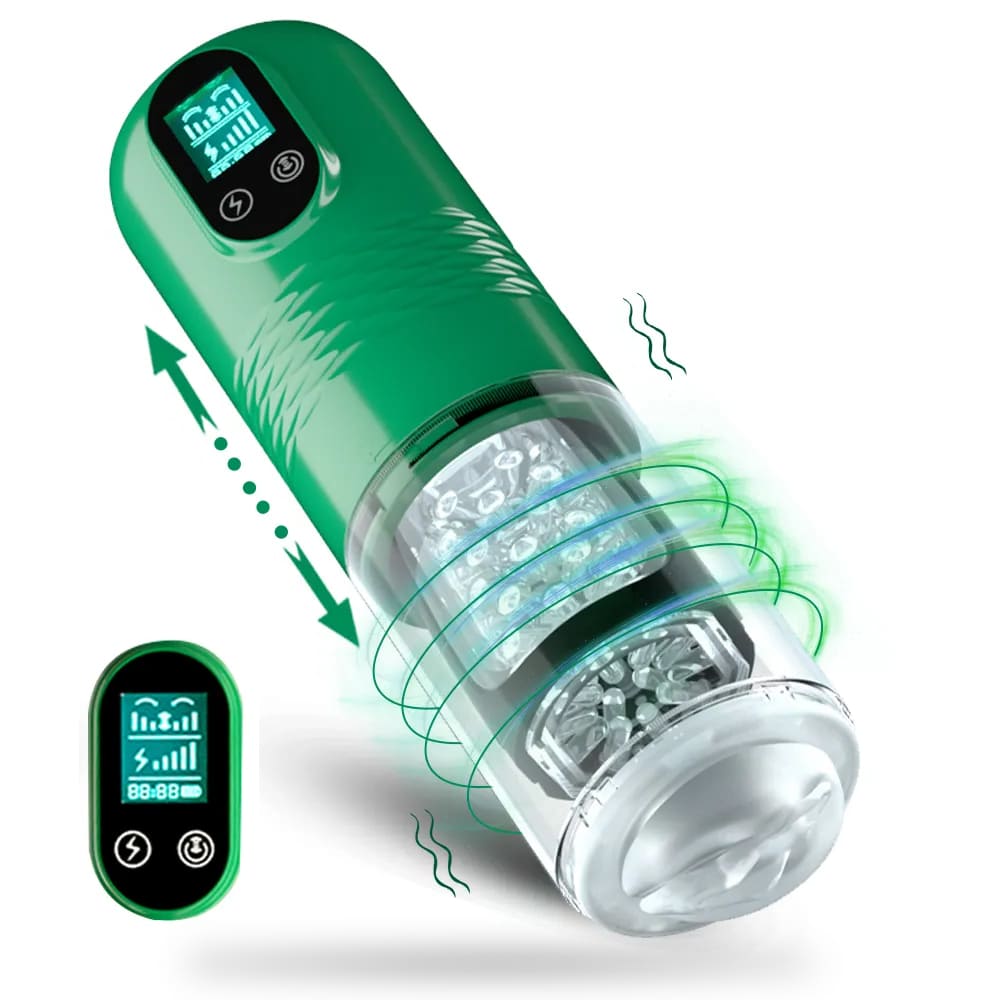【Best Reputation】3.54'' Diameter Oversized Storm Telescopic LCD Display 6-speed Timing Function Smart Masturbator