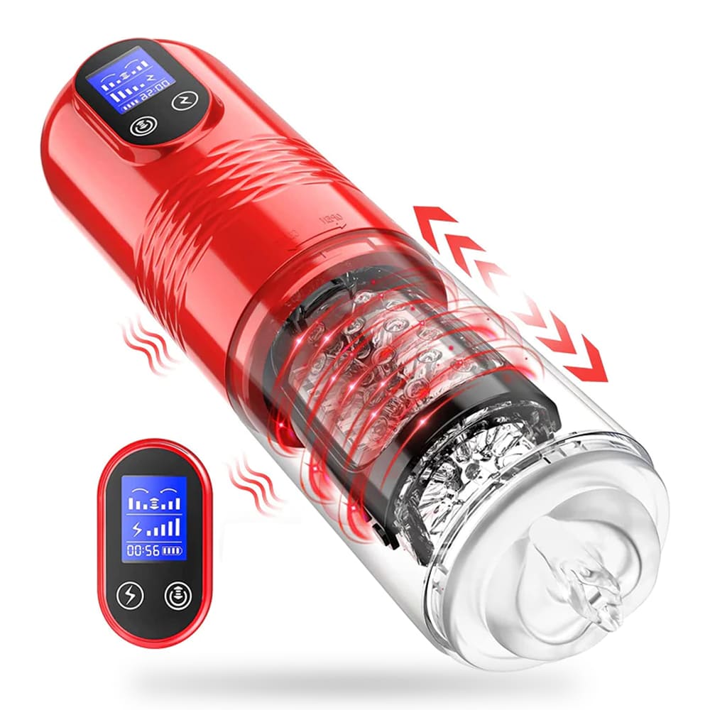【Best Reputation】3.54'' Diameter Oversized Storm Telescopic LCD Display 6-speed Timing Function Smart Masturbator