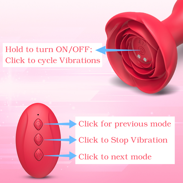 Rose Remote Control 10 Frequency Vibration Silicone Anal Plug