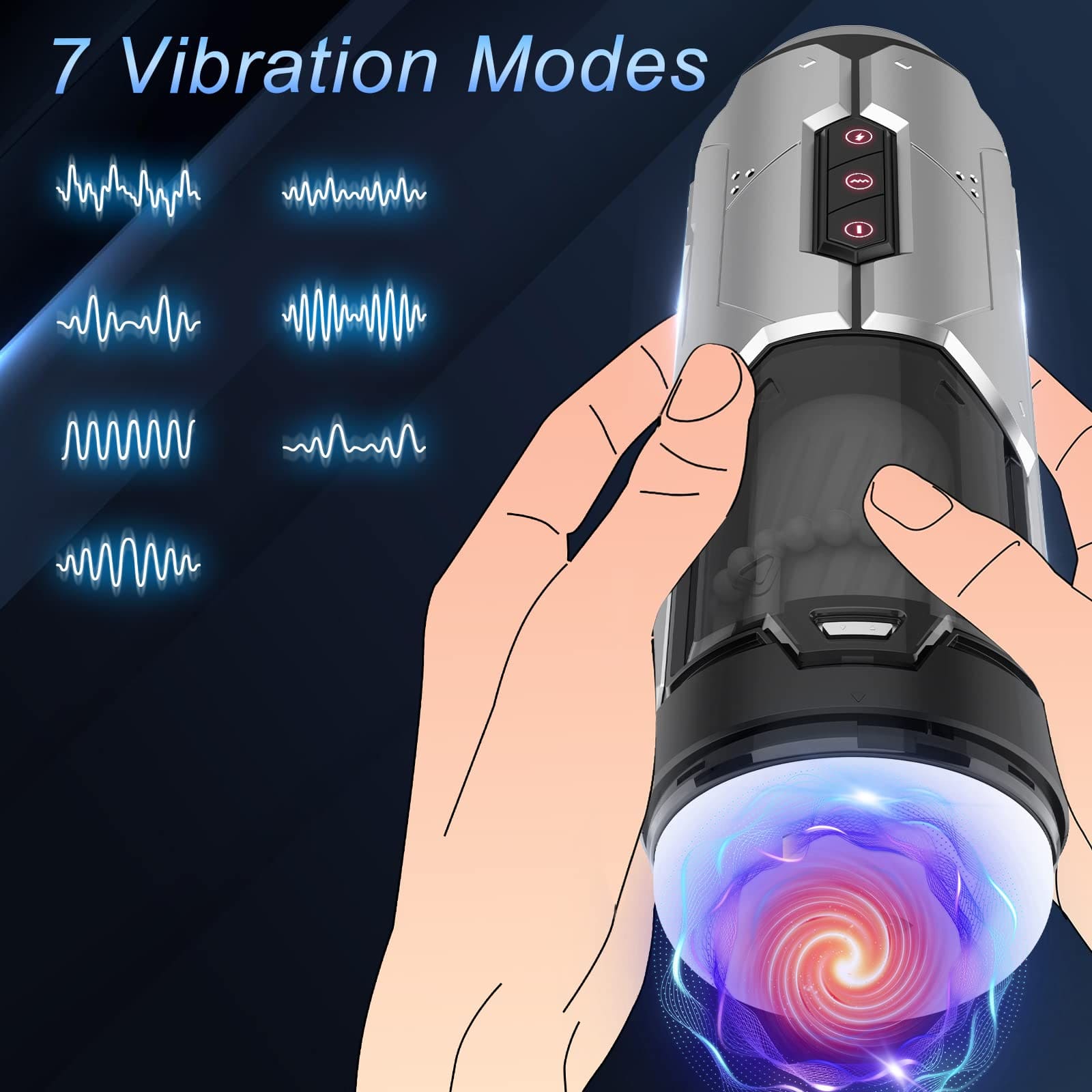 【One-Click Climax】Automatic Male Masturbator with Ring with 7 Thrusting & Vibration Modes for Stimulation Electric Pocket Pussy Male Stroker Toy, Adult Male Sex Toys for Men